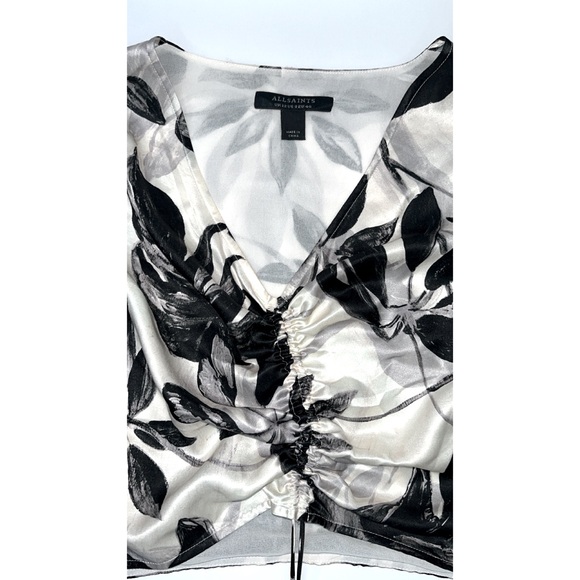 All Saints Carla Jackie Floral Silk Crop Top (Size: 8) - Picture 6 of 10